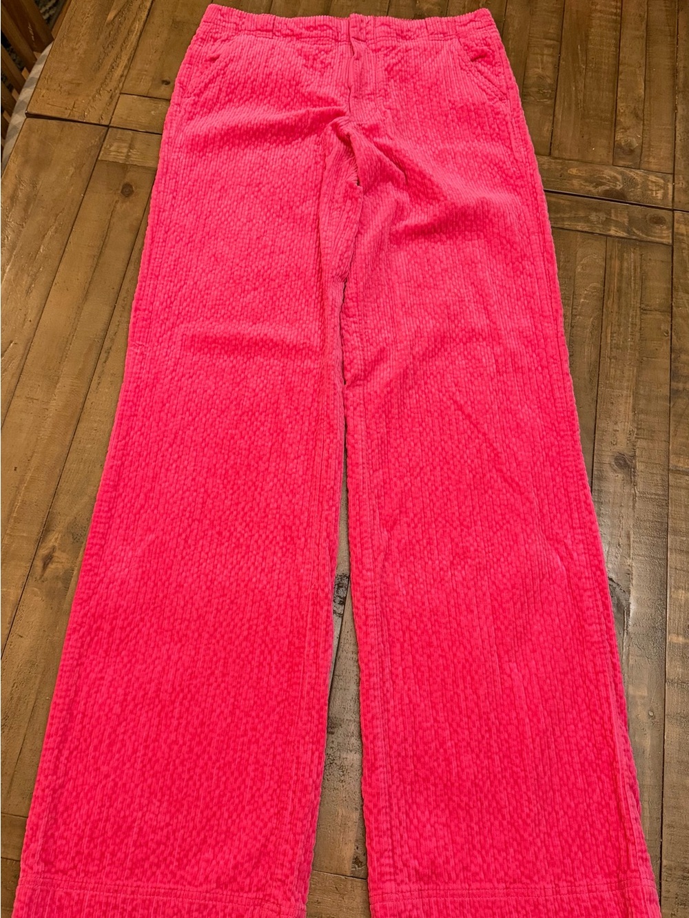 Anthropologie Neon Pink Corduroy Wide-Leg Joggers